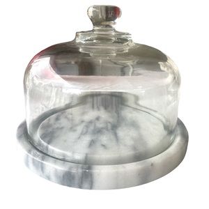Marble Glass Dome Cheese Tray vintage